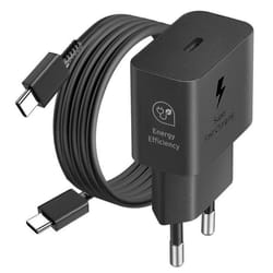 Chargeur secteur GaN USB-C 25W + Câble USB-C noir Produit officiel Samsung