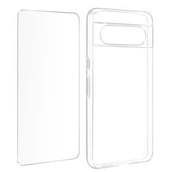 Coque pour Google Pixel 8 - AVIZAR - Silicone Gel et Verre Trempé - Transparent