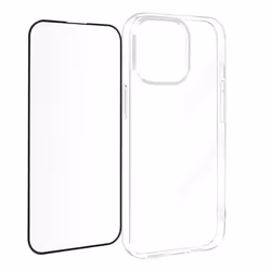 Coque pour iPhone 15 Pro Max Silicone Gel et Verre Trempé 9H Biseauté Noir