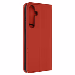 Housse pour Samsung Galaxy S24 Plus en Cuir Véritable avec Porte-carte Rouge - AVIZAR - Rigide - Lisse - Mixte