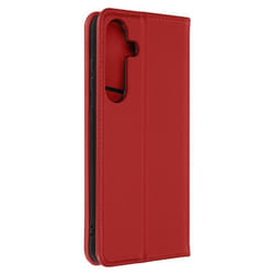 Housse pour Samsung Galaxy S24 Plus en Cuir Véritable avec Porte-carte Rouge - AVIZAR - Rigide - Lisse - Mixte