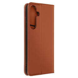 Housse pour Samsung Galaxy S24 Plus en Cuir Véritable avec Porte-carte - Marron Clair