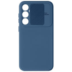 Coque - Samsung - Galaxy S23 FE - Silicone Gel Flexible - Cache Caméra Coulissant - Bleu Nuit