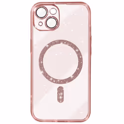 Coque MagSafe pour iPhone 14 Silicone Pailleté Rose Champagne - AVIZAR - Semi-rigide - Lisse - Mixte