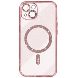 Coque MagSafe pour iPhone 14 Silicone Pailleté Rose Champagne - AVIZAR - Semi-rigide - Lisse - Mixte