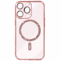 Coque MagSafe pour iPhone 14 Pro Silicone Pailleté Rose Champagne - AVIZAR - Semi-rigide - Lisse - Mixte