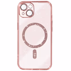 Coque MagSafe - Silicone - iPhone 15 - Pailleté - Rose Champagne - Antichoc