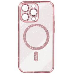 Coque MagSafe pour iPhone 15 Pro Max Silicone Pailleté Rose Champagne