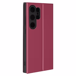 Étui AVIZAR pour Samsung Galaxy S24 Ultra - Rouge - Porte-carte et Support vidéo