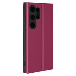 Étui AVIZAR pour Samsung Galaxy S24 Ultra - Rouge - Porte-carte et Support vidéo