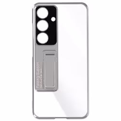 Coque pour Samsung S24 Dos Rigide Contour Souple avec Béquille Support Argent