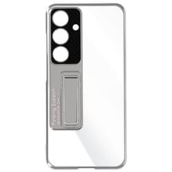 Coque pour Samsung S24 Dos Rigide Contour Souple avec Béquille Support Argent