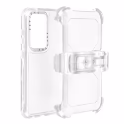 Coque rigide AVIZAR pour Samsung Galaxy S24 - Clip ceinture antichoc et support stand - Transparent