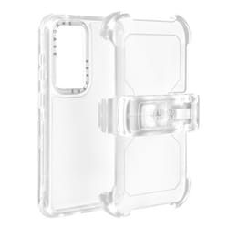 Coque rigide AVIZAR pour Samsung Galaxy S24 - Clip ceinture antichoc et support stand - Transparent