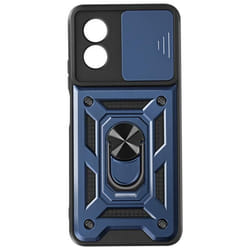 Coque Antichoc - Oppo - A38 - Bague Support - Cache Caméra Coulissant - Bleu Nuit