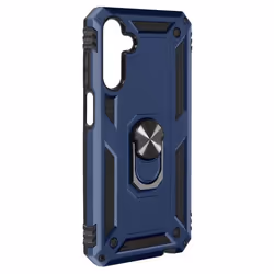 Coque rigide hybride - AVIZAR - Samsung Galaxy A15 5G - Bleu - Bague support magnétique - Bi-matière