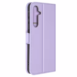 Étui pour Samsung A55 Simili Cuir Portefeuille Double Fermoir Aimanté Lavande
