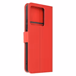 Étui AVIZAR pour Xiaomi Redmi Note 13 5G - Rouge - Clapet Portefeuille Support Vidéo