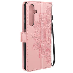 Étui Fleurs Mandala pour Samsung Galaxy A25 5G Portefeuille Dragonne Rose