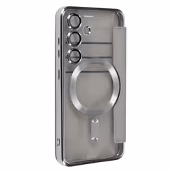 Étui Clapet pour Samsung S24 Compatible MagSafe Protection RFID Gris Clair