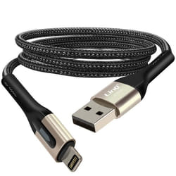Câble USB vers Lightning - LINQ - 1.2m - Charge Rapide 3A - Nylon Tressé - Noir
