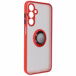 Coque semi-rigide AVIZAR pour Samsung Galaxy A25 5G - Rouge - Bague Métallique Fonction Support