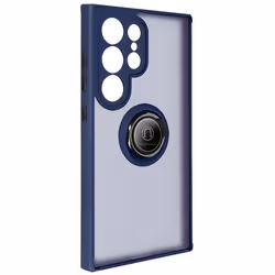 Coque pour Samsung Galaxy S24 Ultra - AVIZAR - Bague Métallique Fonction Support - Bleu Nuit