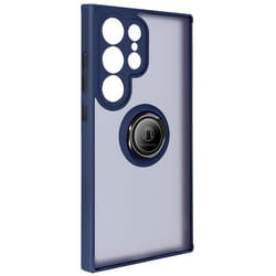 Coque pour Samsung Galaxy S24 Ultra - AVIZAR - Bague Métallique Fonction Support - Bleu Nuit
