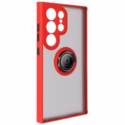 Coque pour Samsung Galaxy S24 Ultra - AVIZAR - Rouge - Bague Métallique - Fonction Support