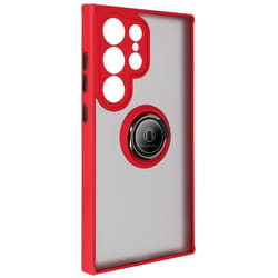 Coque pour Samsung Galaxy S24 Ultra - AVIZAR - Rouge - Bague Métallique - Fonction Support