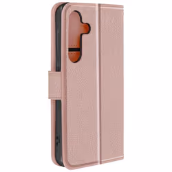Étui pour Samsung Galaxy S24 Plus Portefeuille et Support Vidéo Rose Champagne Série Chesterfield