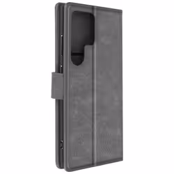 Étui pour Samsung Galaxy S24 Ultra - AVIZAR - Série Chesterfield - Portefeuille et Support Vidéo - Gris