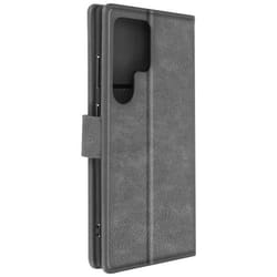 Étui pour Samsung Galaxy S24 Ultra - AVIZAR - Série Chesterfield - Portefeuille et Support Vidéo - Gris