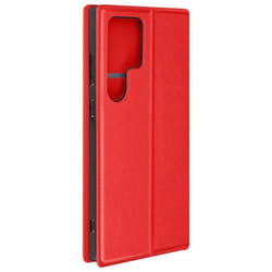 Étui pour Galaxy S24 Ultra - AVIZAR - Rouge - Porte-carte Support Vidéo Clapet Magnétique