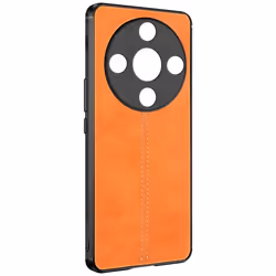 Coque pour Honor Magic 6 Lite 5G Bi-matière Aspect Cuir Cowhide Cover Orange