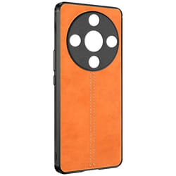 Coque pour Honor Magic 6 Lite 5G Bi-matière Aspect Cuir Cowhide Cover Orange
