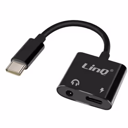 Adaptateur USB-C - LinQ - Audio Jack 3.5mm - Recharge USB-C - Écoute audio - Commandes écouteurs