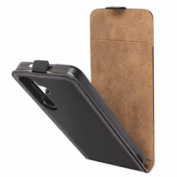 Étui Clapet Vertical AVIZAR pour Samsung Galaxy S24 - Noir - Coque Semi-rigide - Rangement carte