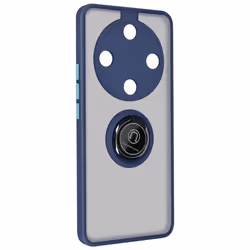 Coque pour smartphone - AVIZAR - Honor Magic 6 Lite 5G - Bague Métallique Fonction Support - Bleu Nuit
