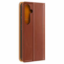 Housse Portefeuille Samsung Galaxy S24 - AVIZAR - Cuir Véritable - Marron - Rabat - Porte-cartes