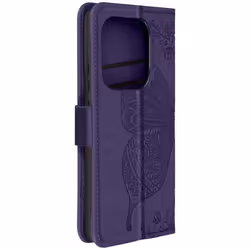 Étui Papillon Mandala pour Redmi Note 13 Pro Portefeuille Dragonne Violet Foncé