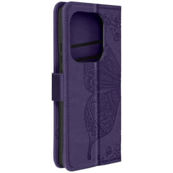 Étui Papillon Mandala pour Redmi Note 13 Pro Portefeuille Dragonne Violet Foncé