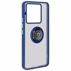 Coque pour Redmi Note 13 Pro 5G - AVIZAR - Bague Métallique Fonction Support - Bleu Nuit