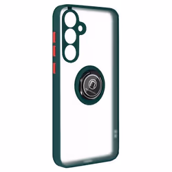 Coque pour Samsung Galaxy A35 - AVIZAR - Bague Métallique Fonction Support - Vert Foncé