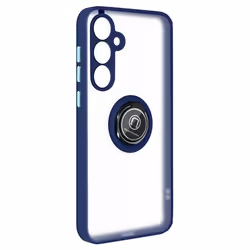 Coque pour Samsung Galaxy A55 - AVIZAR - Bague Métallique Fonction Support - Bleu Nuit
