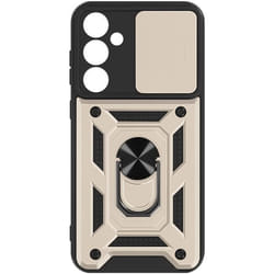 Coque rigide AVIZAR pour Samsung Galaxy A35 5G - Jaune - Cache caméra coulissant et bague support dorée