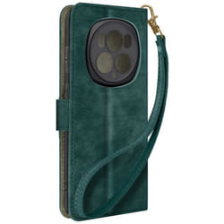 Housse pour smartphone - Honor - Magic 6 Pro - Effet Brossé - Vert Foncé - Portefeuille et Support
