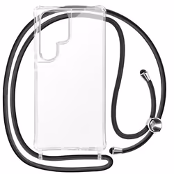 Coque pour Samsung S24 Ultra Silicone Antichoc avec Cordon Tressé 70cm Transparent
