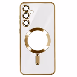 Coque MagSafe pour Samsung S23 FE en Silicone Contour Chromé Dorée