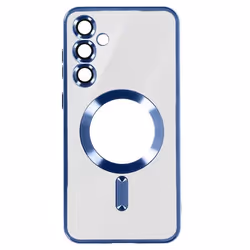 Coque pour Samsung S23 FE - AVIZAR - Contour Chromé Bleu - MagSafe - Protection caméra intégrée